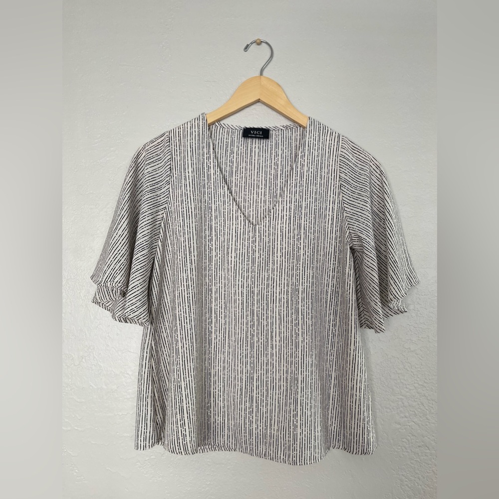 Vici Black and White Striped Blouse